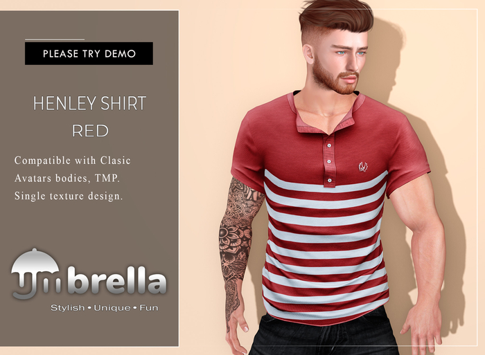 UMbreLLa - Red Henley Shirt TMP CLASSIC
