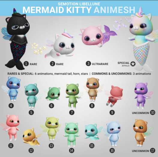 SEmotion Libellune Mermaid Kitty Animesh #1 RARE 