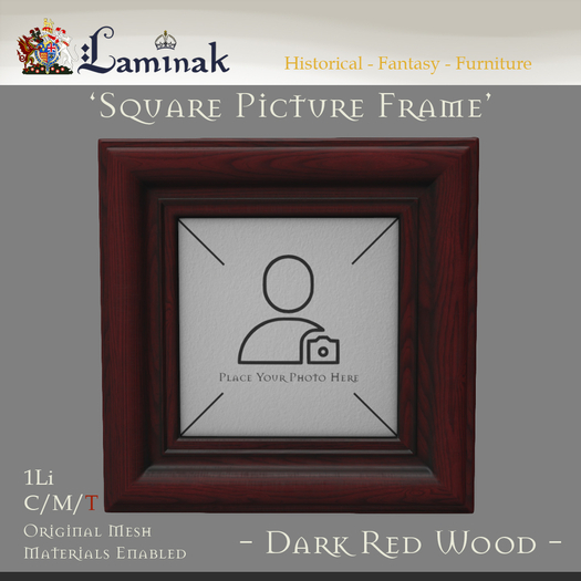 Laminak - Square Wall Hanging Picture Frame - Red Wood