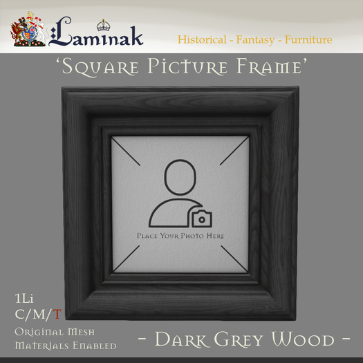 Laminak - Square Wall Hanging Picture Frame - Grey Wood - Boxed