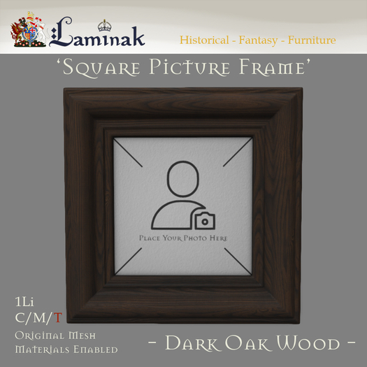Laminak - Square Wall Hanging Picture Frame - Dark Oak - Boxed