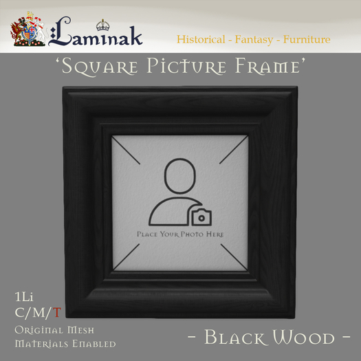 Laminak - Square Wall Hanging Picture Frame - Black Wood - Boxed