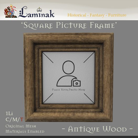 Laminak - Square Wall Hanging Picture Frame - Antique Wood - Boxed