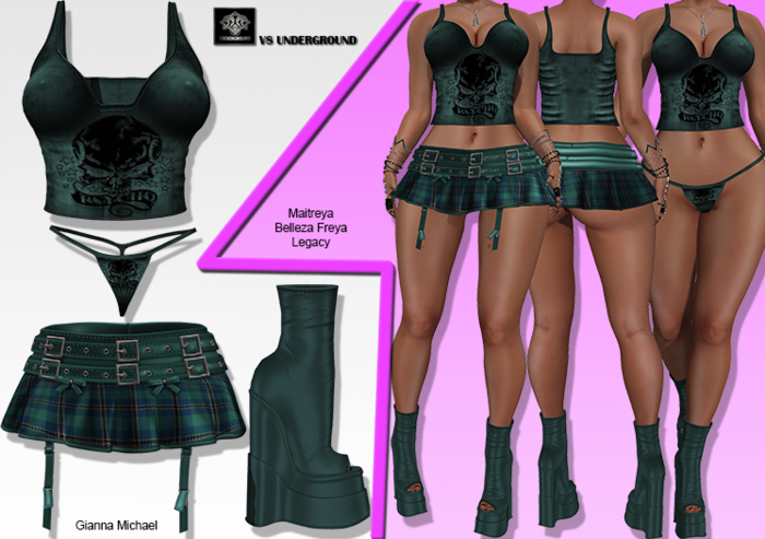 **GIANNA MICHAEL GREEN TARTAN ROCKER STYLE COMPLET OUTFIT**