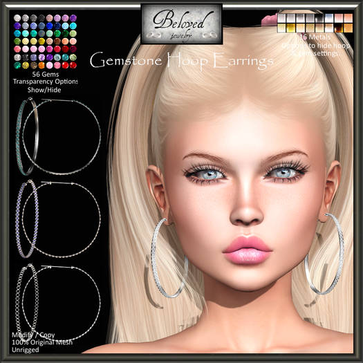 Beloved Jewelry : Gemstone Hoop Earrings (Texture Change Metals) Silver, Gold, Large Hoops Earrings