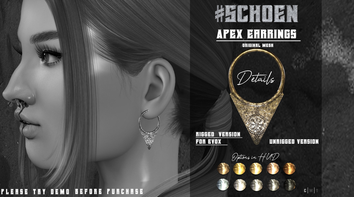 #SCHOEN - Apex Earrings - Evox/ unrigged - DEMO