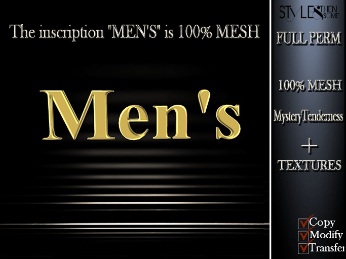 STYLES ~ Inscription "MEN'S" 100% MESH~ FULL PERM