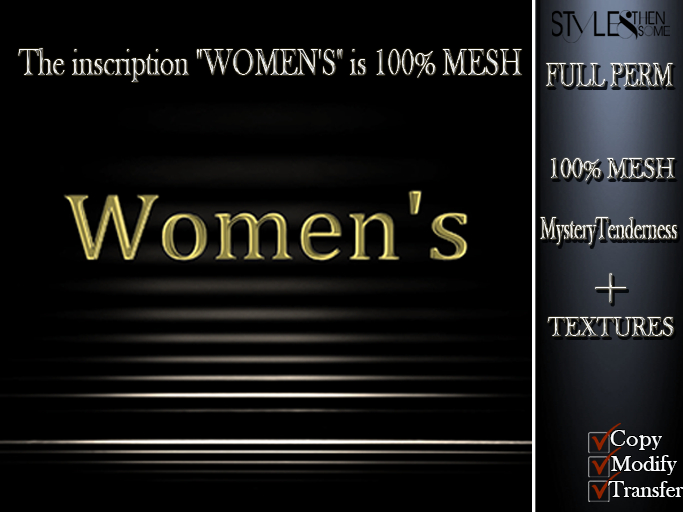 STYLES ~ Inscription "WOMEN'S" 100% MESH~ FULL PERM