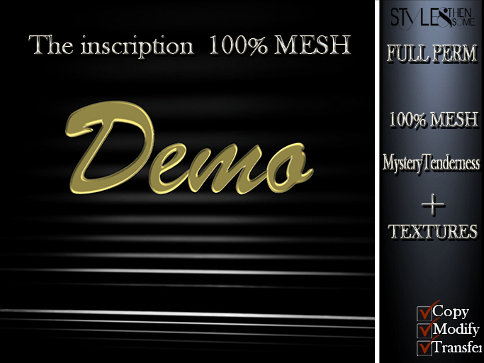 STYLES ~ Inscription "DEMO" 100% MESH~ FULL PERM