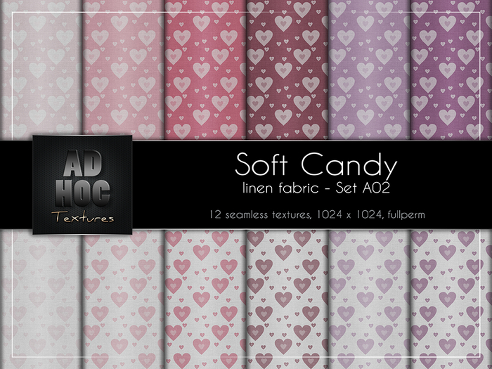 AD HOC - SOFT CANDY - Set A02 - Fabric Linen (hearts)