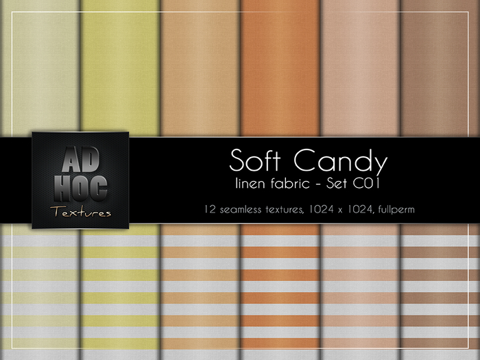 AD HOC - SOFT CANDY - Set C01 - Fabric Linen (unicolor and stripes)