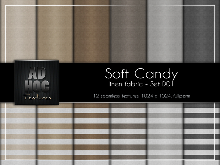 AD HOC - SOFT CANDY - Set D01 - Fabric Linen (unicolor and stripes)
