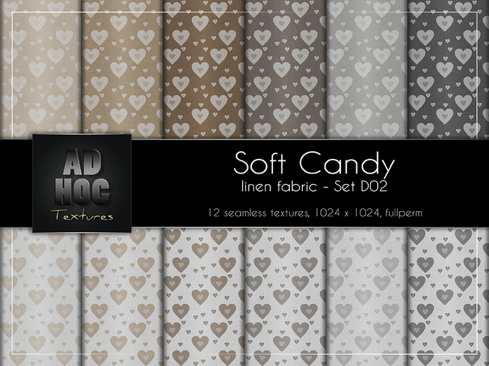 AD HOC - SOFT CANDY - Set D02 - Fabric Linen (hearts)