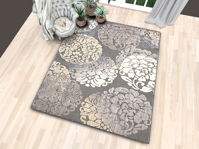 Worn Contemporary Grey Cream Area Rug #11