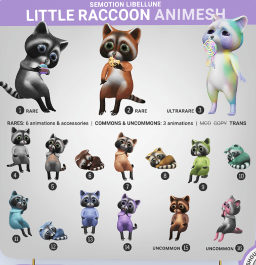 SEmotion Libellune Little Raccoon Animesh UNCOMMON 16