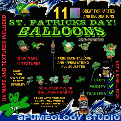 ST. PATRICKS DAY BALLOON & CHARM SCULPTY SET tagStPatricksDay