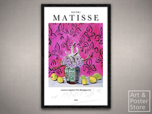 Lemons Against Pink Background - Matisse | Fine Art Poster | Mesh Frame with 6 texture options