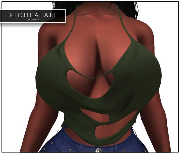 $RICH FATALE - ZACOYA HALTER TOP - OLIVE
