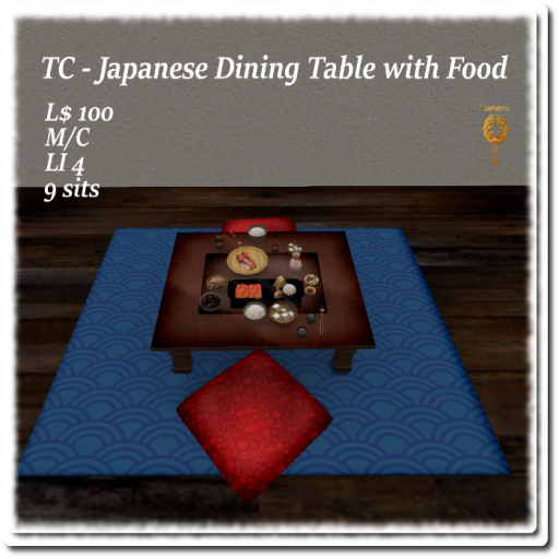 Japanese Dining Table w Food