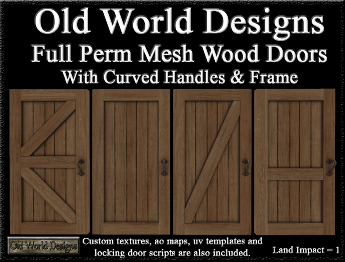 Old World Designs Full Perm Mesh Doors With Curved Iron Pull Handles and Matching Door Frame