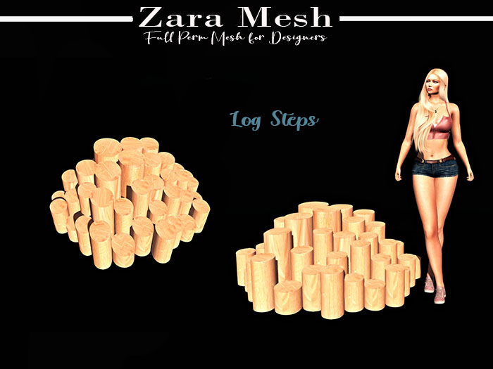 Zara Mesh - Landscape - Log Steps - FULL PERM MESH