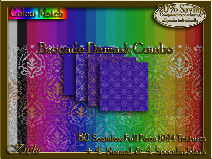 Brocade Damask Combo Seamless Texture Set