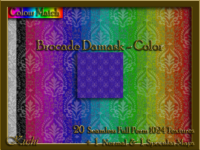 Brocade Damask Color Seamless Texture Set