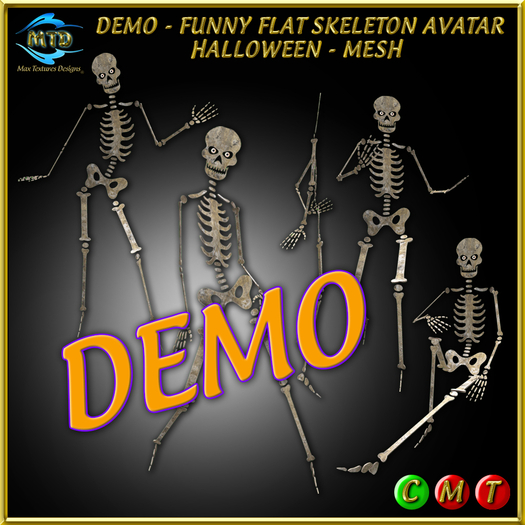 DEMO - FUNNY FLAT SKELETON AVATAR - HALLOWEEN - MESH