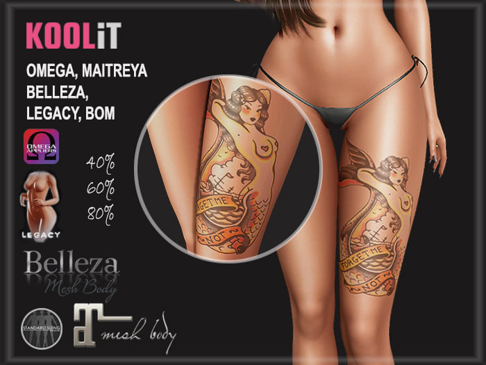 KooLit - Mermaid Leg Tattoo BOM / Maitreya / Legacy / Belleza / Omega (Add Me)
