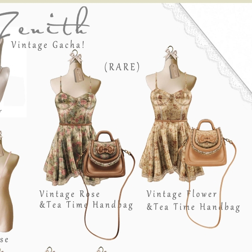 =Zenith=Bustier Skirt (Vintage Rose)&Tea Time Handbag - RARE