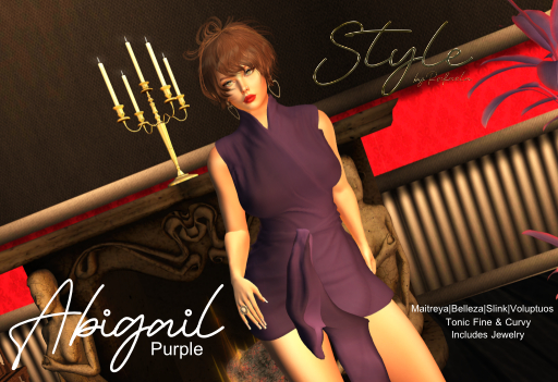 Style by Rafaela  Abigail Purple Belted Dress  BOX