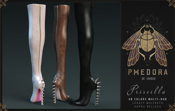 Phedora ~ Priscilla Boots ~20Colors. Fatpack