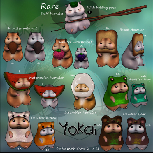1.Yokai- Fluffy friend - Sushi Hamster RARE