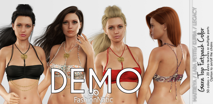 Demo Gara Top Fatpack Colors - Maitreya Lara, Lara Petite, Kupra Original, Legacy, Reborn, Juicy - FashionNatic