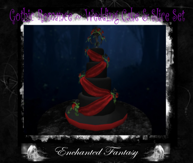Gothic Romance ~ Wedding Cake Cake Slices & Display Table Set b