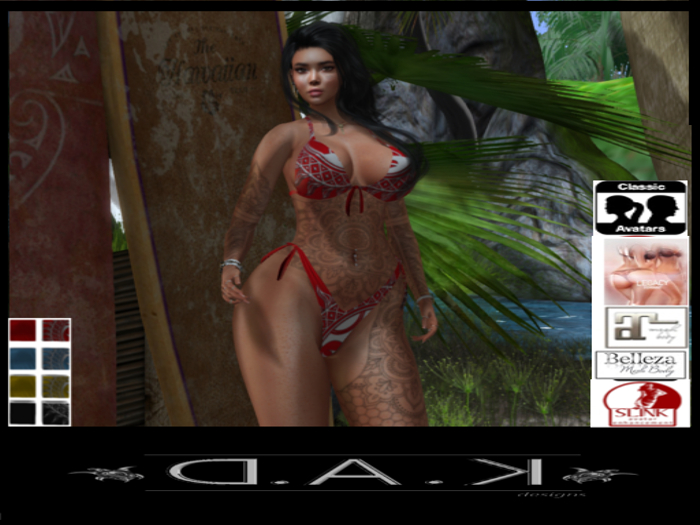 D.A.K~Triangle Bikini Set ~Tribal & Solid~ w/ HUD