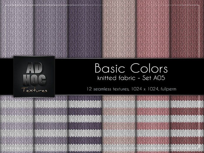 AD HOC - BASIC COLORS - Set A05 - Fabric Knitted (unicolor and stripes)