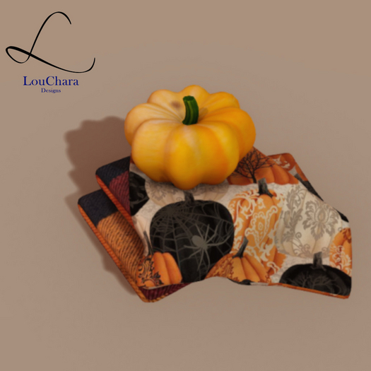 LouChara Halloween Blanket Pile and  Pumpkin