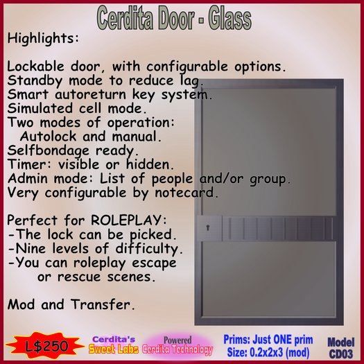 Cerdita Door - Glass