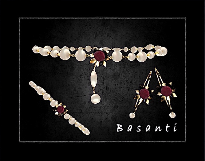 :::PeArL::: Pearl&Ruby Choker Set ~ Basanti