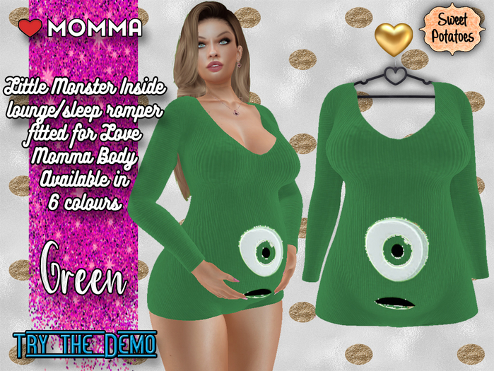 < SP > Little Monster Inside Romper for Love Momma - Green