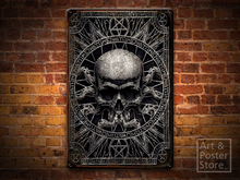 SKULL | Gothic Spooky Poster | Rusty Metal Style Wall Sign