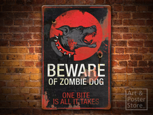 ZOMBIE DOG | Dystopian Warning Poster | Rusty Metal Style Wall Sign