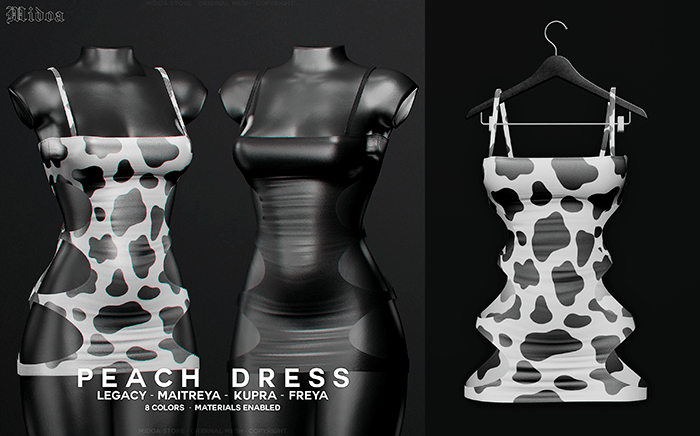 Midoa - CowBlack Peach Dress