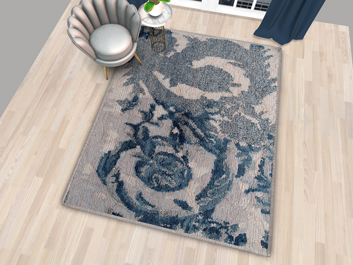 Contemporary Blue Grey Area Rug #12