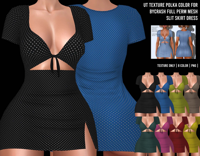 UT Texture Polka Color for byCrash Slit Skirt Dress