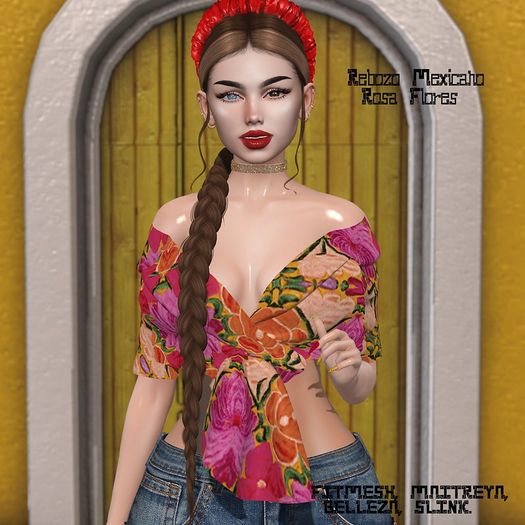 ***Rebozo Mexicano Rosa Flores