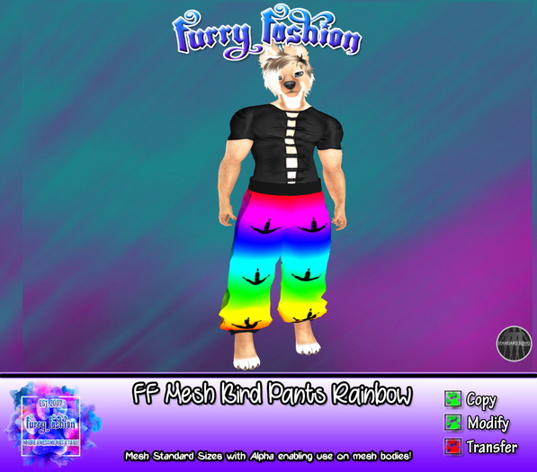 ~FF~ Mesh Bird Pants Rainbow