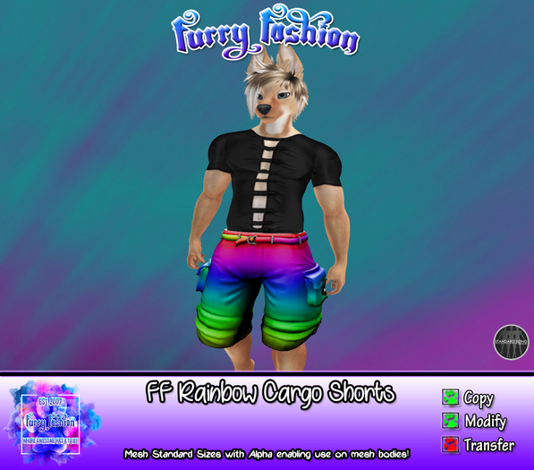 ~FF~ Rainbow Cargo Shorts