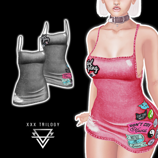 Tri - Mini Gray Jean Dress